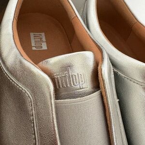 FitFlop Metallic Silver Slip-On Loafers